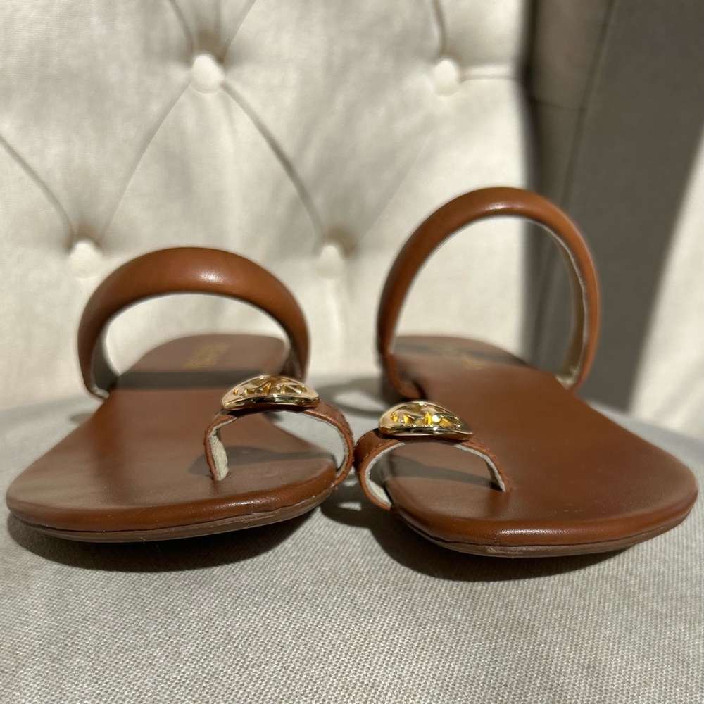 Michael Kors Women's Brown Leather Toe Thong Summer Sandals Shoes 7½ M AQ14L - Picture 3 of 12